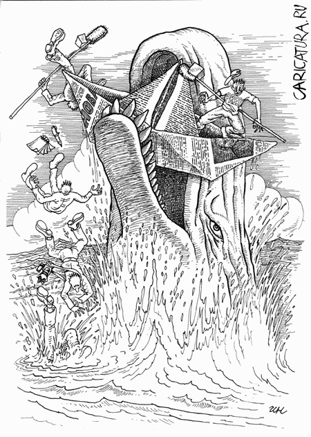Карикатура "В пасти чудовища", Игорь Никитин