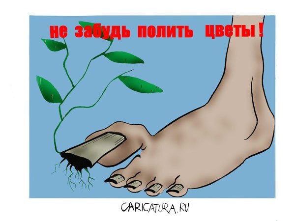 Карикатура "Не забудь полить цветы!", Алексей Олейник