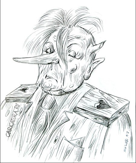 Карикатура "Буратино в старости", Михаил Панфёров