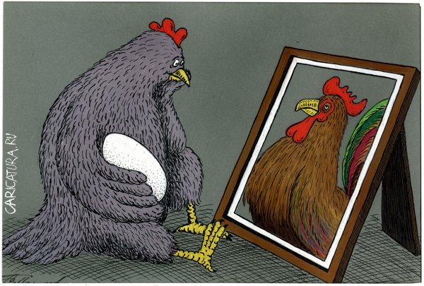 Карикатура "Курица или яйцо: Портрет", Александр Пашков