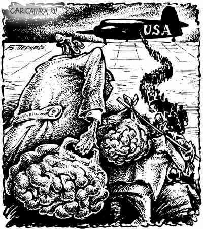 Карикатура "Мозги: течка у страны", Борис Перцев