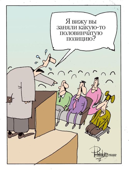Карикатура "Половинчатая позиция", Виталий Подвицкий