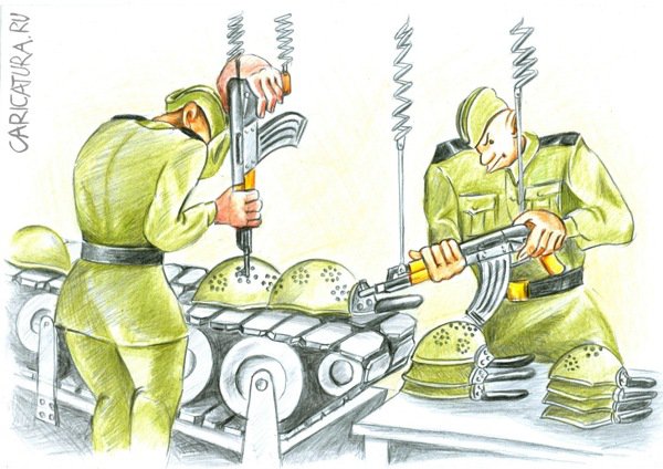 Карикатура "Каски", Николай Попов
