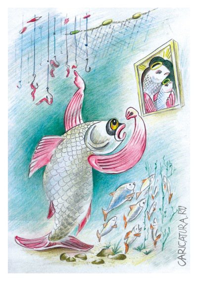 Карикатура "Рыбы", Николай Попов