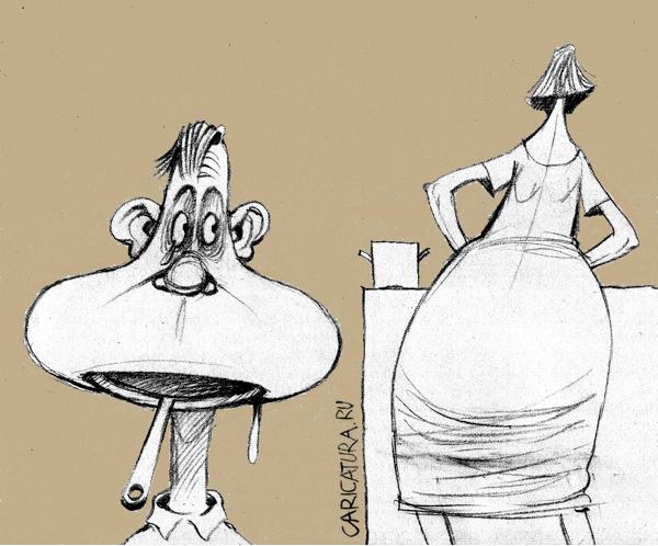 Карикатура "Когда жена злая...", Александр Попов