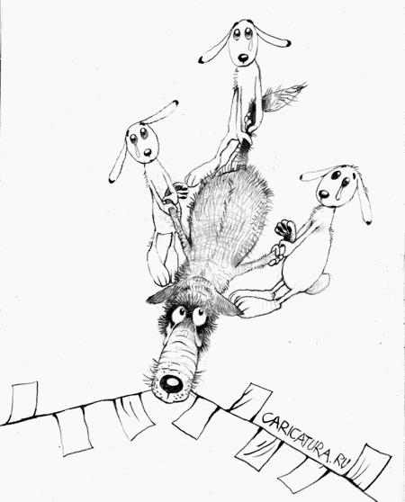 Карикатура "На облаве", Александр Попов