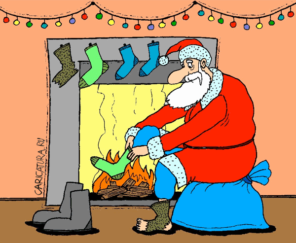 Карикатура "Он подарки нам принес", Александр Саламатин