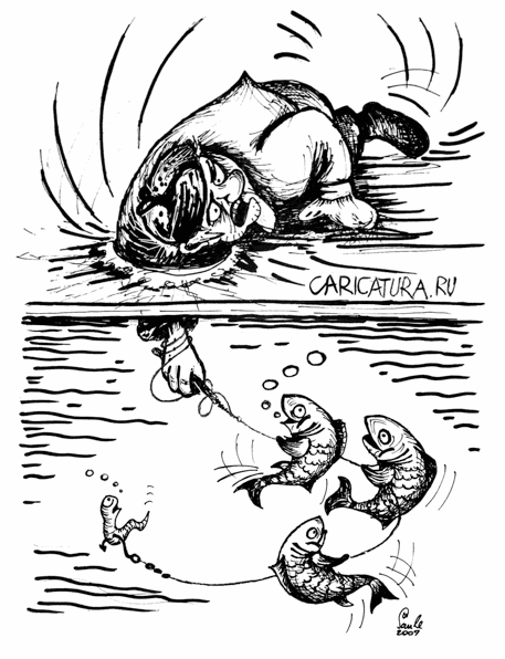 Карикатура "Клев", Uldis Saulitis