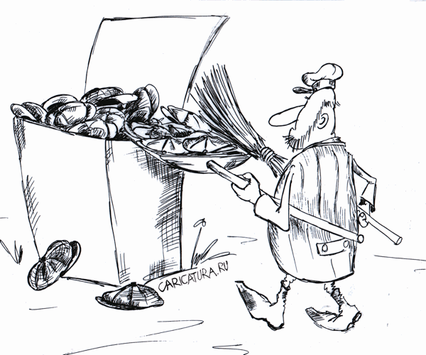 Карикатура "Осень - кепки падают", Александр Шауров