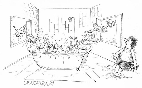 Карикатура "Утки прилетели", Александр Шорин