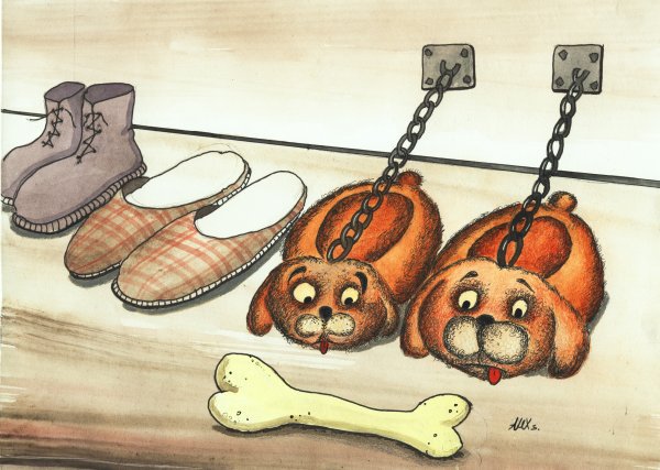 Карикатура "Тапочки", Сергей Сиченко