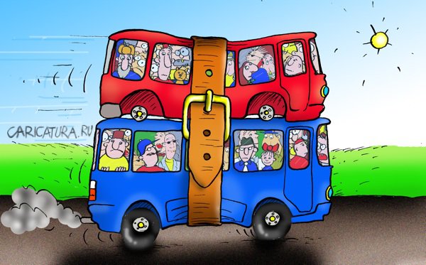 Карикатура "Автобус", Сергей Соколов