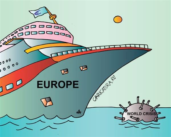 Карикатура "Европа и мировой кризис", Алексей Талимонов