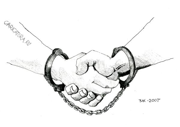 Карикатура "Крепкое рукопожатие", Мавлюд Таштанов