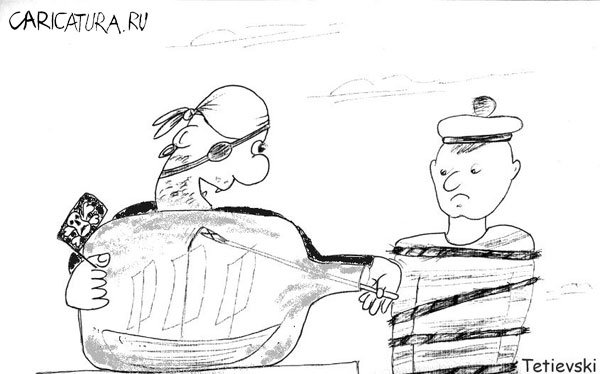 Карикатура "Разбой на суше", Михаил Тетиевский