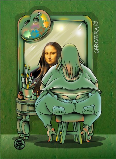 Карикатура "Женщина и зеркало", Петр Тягунов