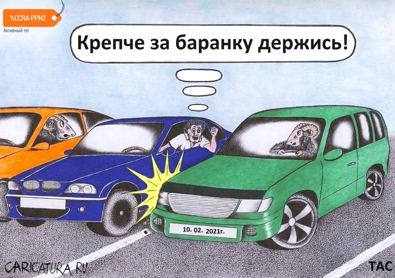Карикатура "За баранкой бараны", Александр Троицкий