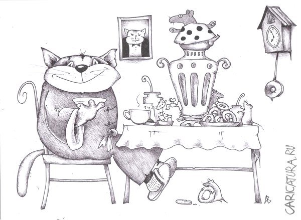 Карикатура "Кошачий файв о Клок", Андрей Василенко