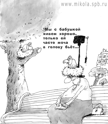 Карикатура "Бабушка со сливом", Микола Воронцов
