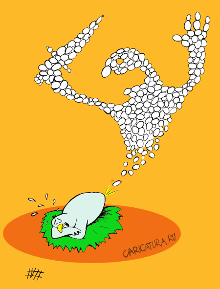 Карикатура "Курица или яйцо - Сон", Мохсен Зарифан